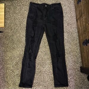 SHEIN Distressed Black Jeans